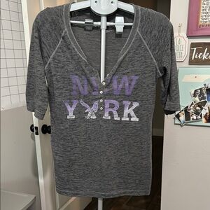 American Eagle Outfitters Gray Polo Fitted Long Sleeve Tee